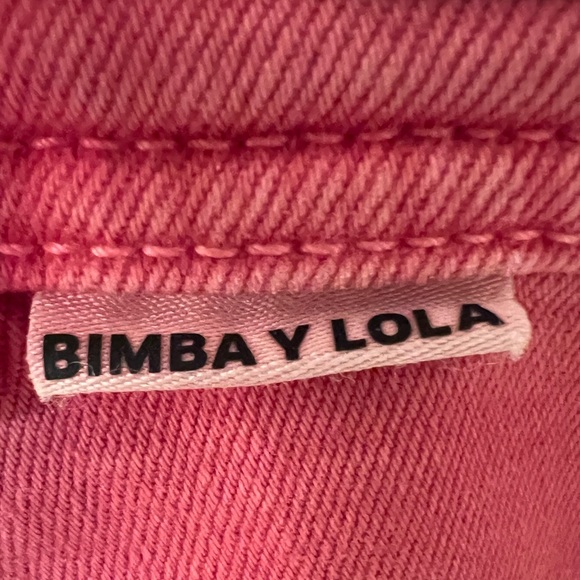 NWOT Bimba y Lola coral pink cropped high-rise wide-leg jeans - Picture 7 of 7